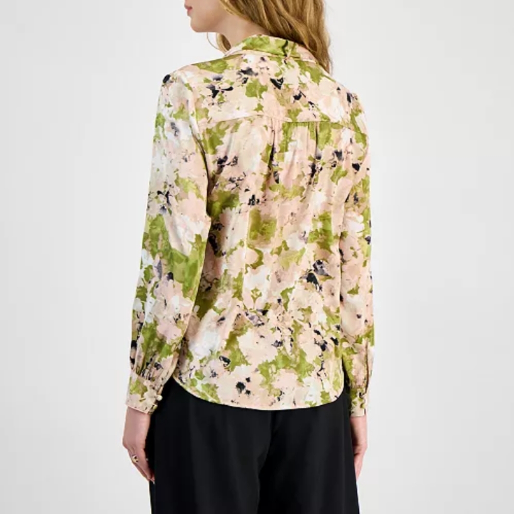Bar III Women's Floral Tie-Neck Blouse - Picture 4 of 7